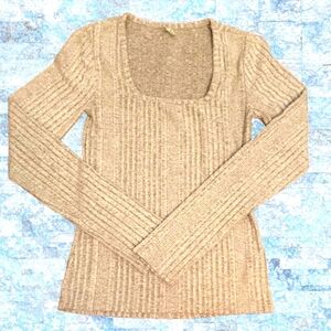 🎁MUDD Square Neck Gray Knit Long Sleeve Sweater-Size S